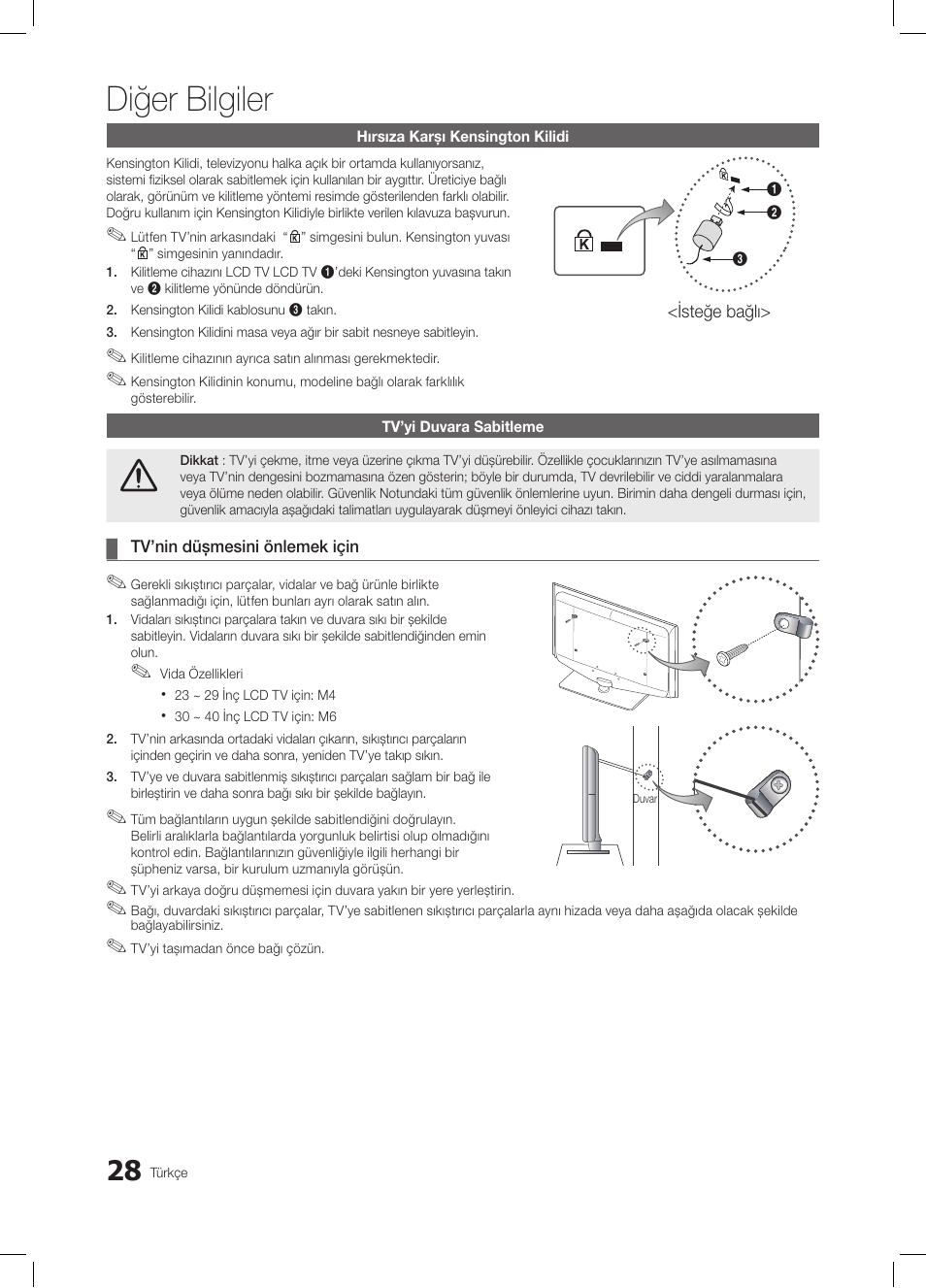 Diğer bilgiler | Samsung LE26C350D1W User Manual | Page 194 / 201