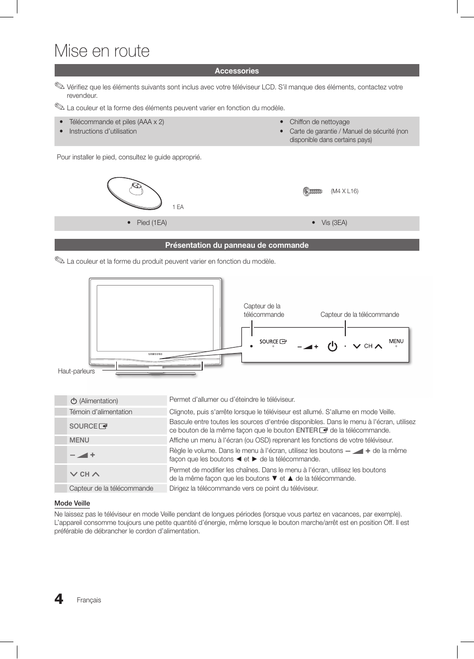 Mise en route | Samsung LE26C350D1W User Manual | Page 38 / 201