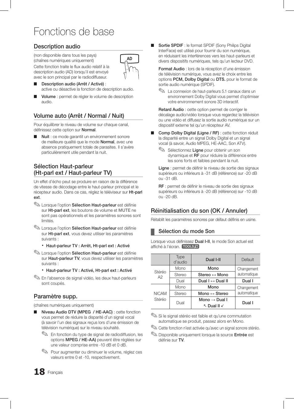 Fonctions de base | Samsung LE26C350D1W User Manual | Page 52 / 201