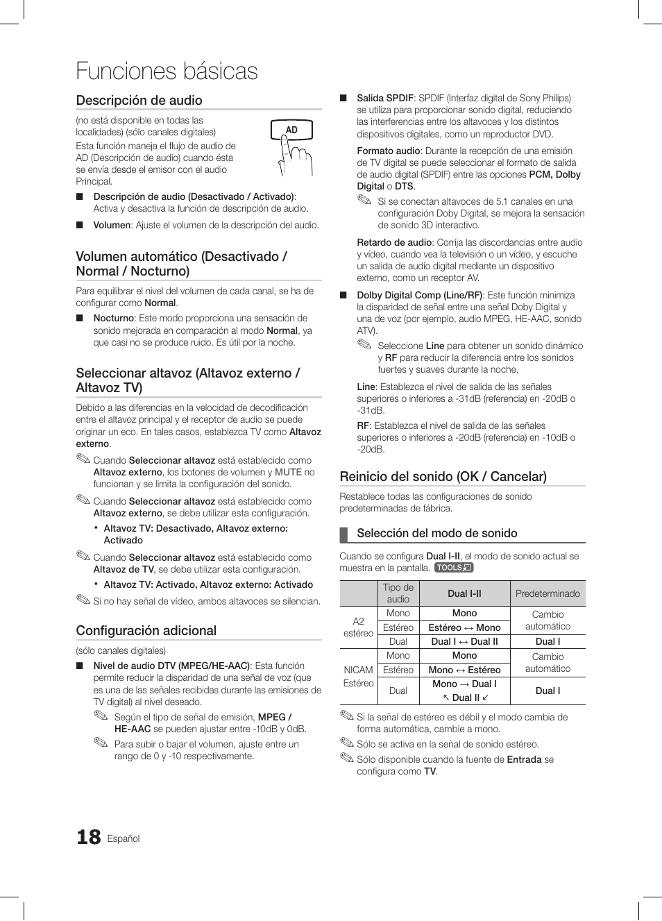 Funciones básicas | Samsung LE26C350D1W User Manual | Page 85 / 201