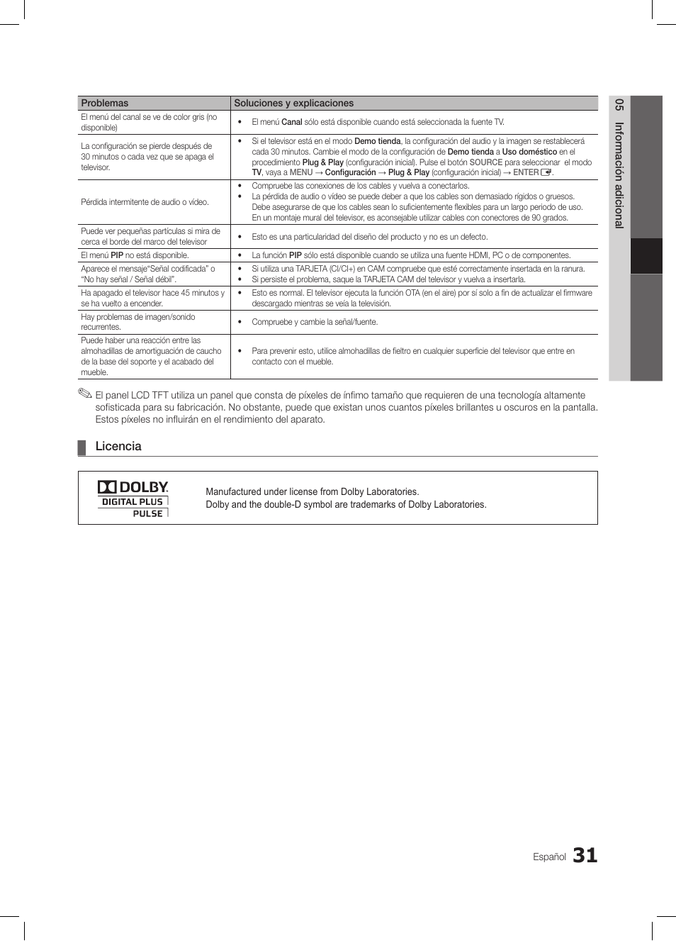Licencia | Samsung LE26C350D1W User Manual | Page 98 / 201