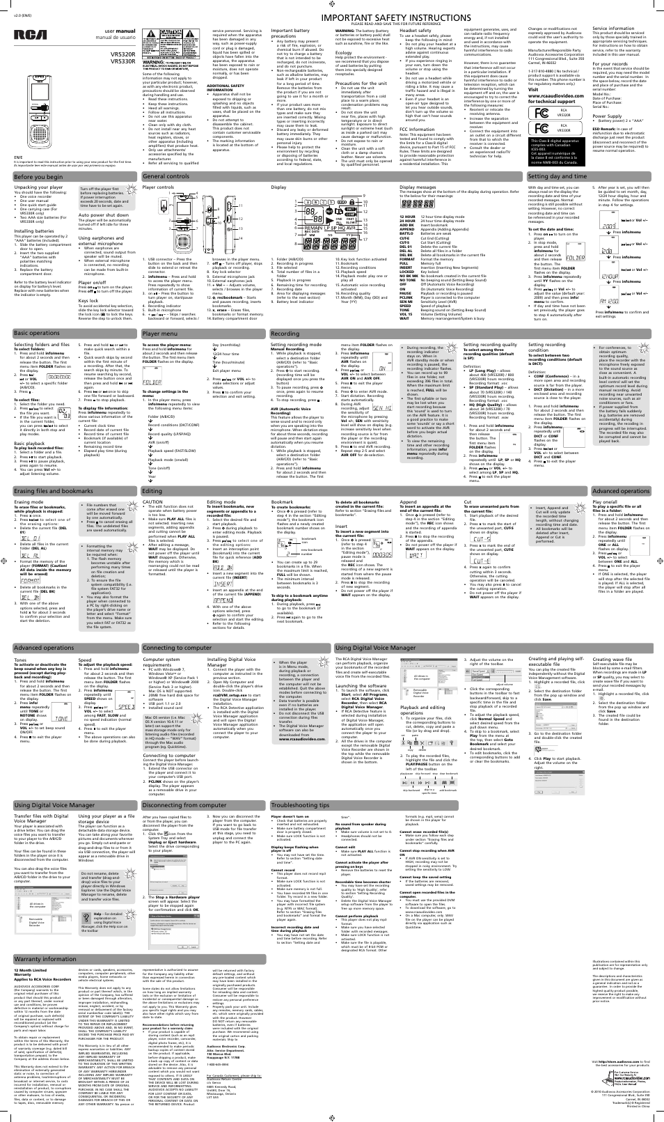 Audiovox VR5320R User Manual | 1 page