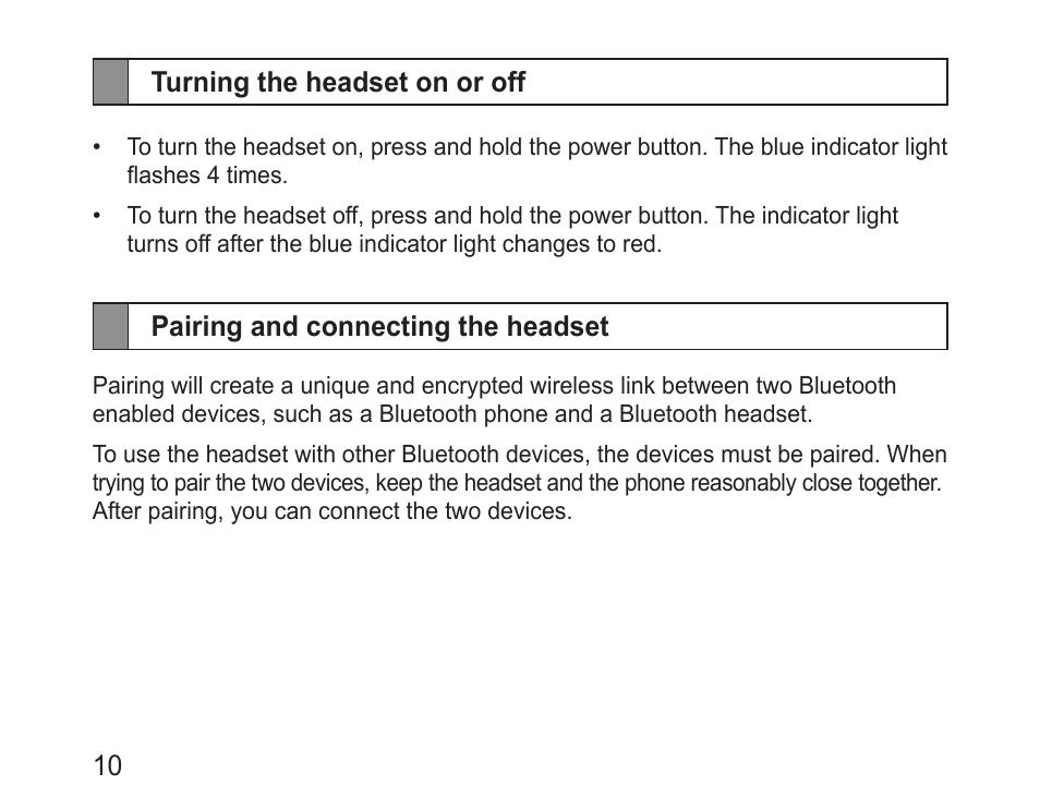 Turning the headset on or off, Pairing and connecting the headset | Samsung BHM1600 User Manual | Page 12 / 80