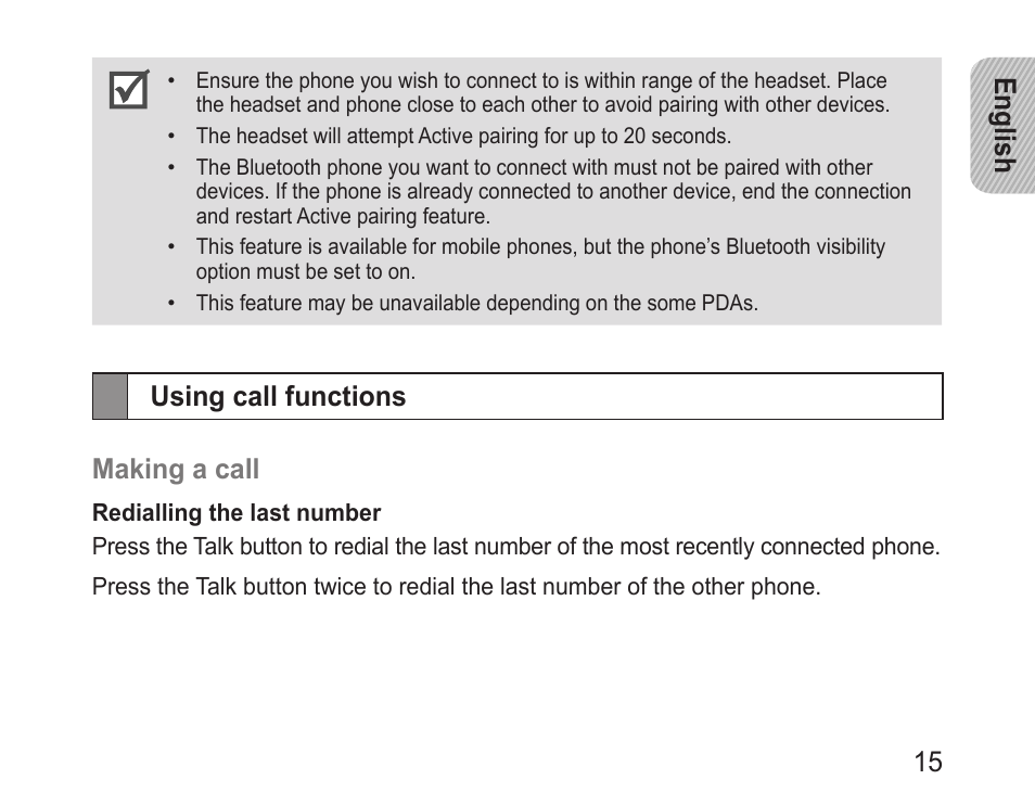 Using call functions | Samsung BHM1600 User Manual | Page 17 / 80