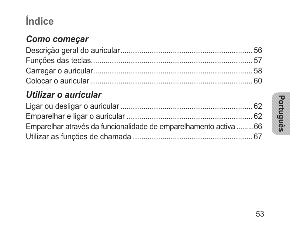 Português, Índice | Samsung BHM1600 User Manual | Page 55 / 80