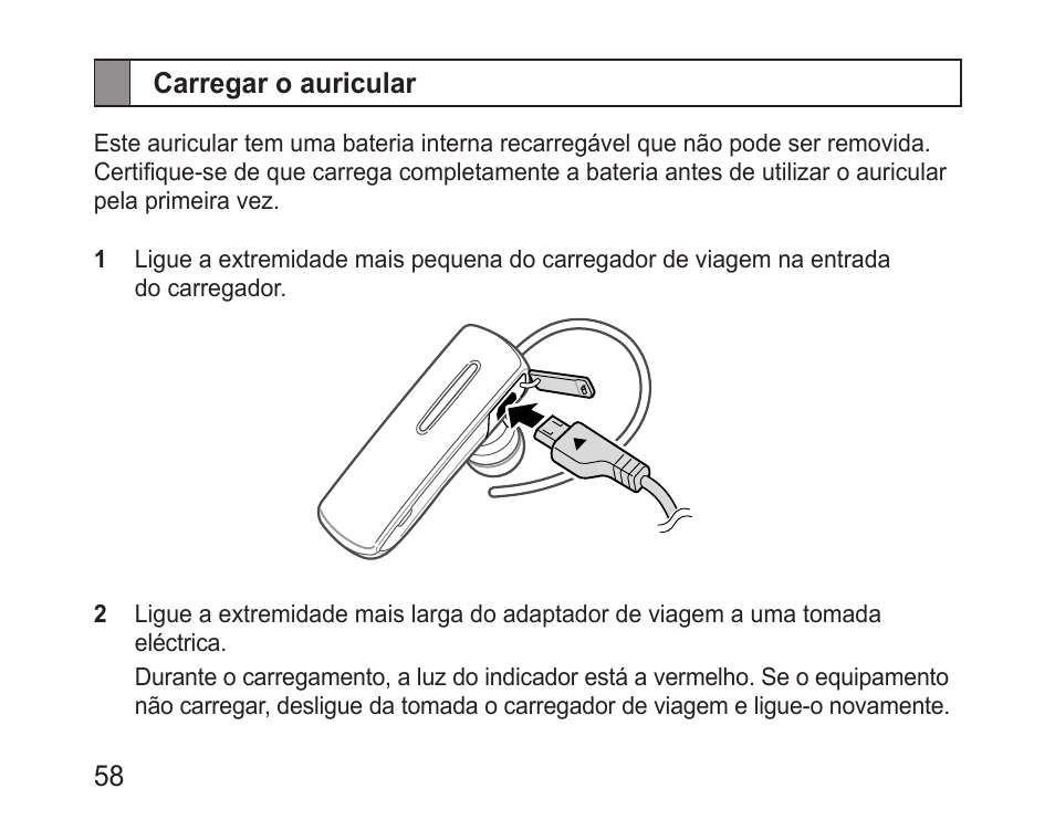 Carregar o auricular | Samsung BHM1600 User Manual | Page 60 / 80