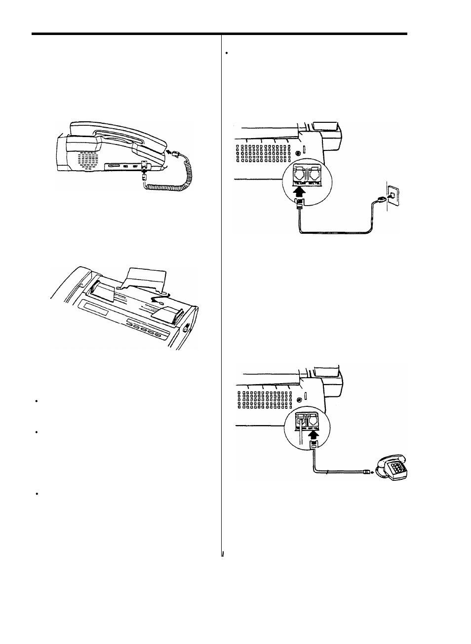 Assembling & connecting, Installing the handset, Attaching the document tray | Connecting the phone line, Necessary) | Audiovox afx-35 User Manual | Page 9 / 32
