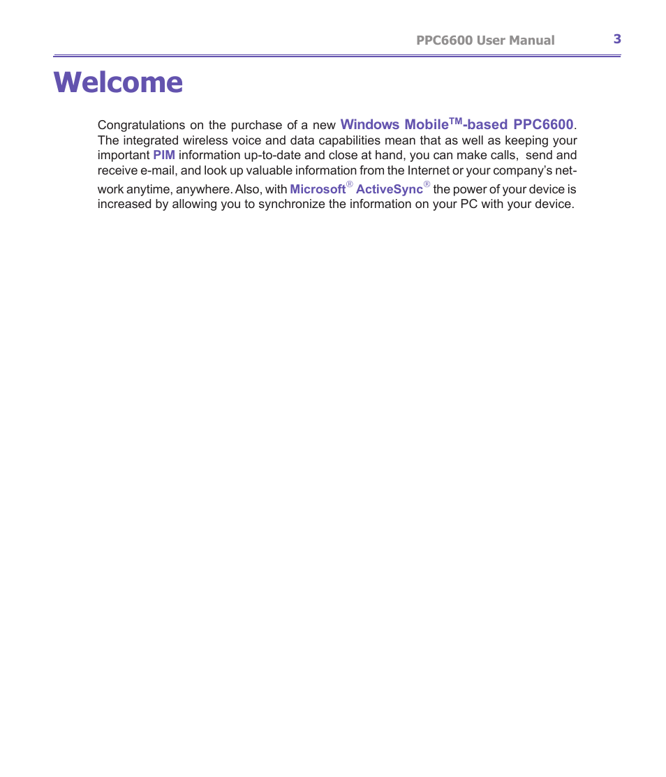 Welcome | Audiovox PPC-6600 User Manual | Page 4 / 167