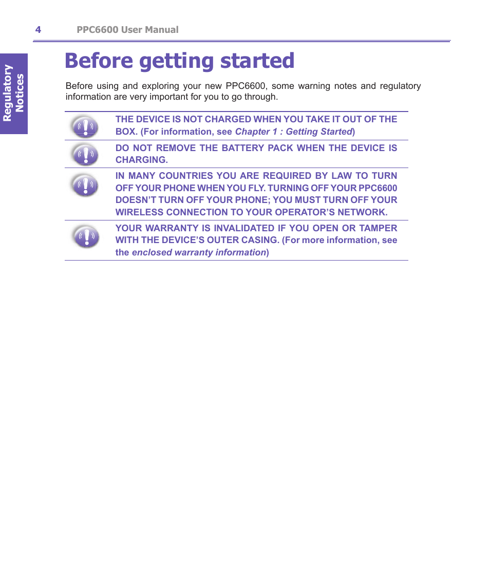 Before getting started | Audiovox PPC-6600 User Manual | Page 5 / 167