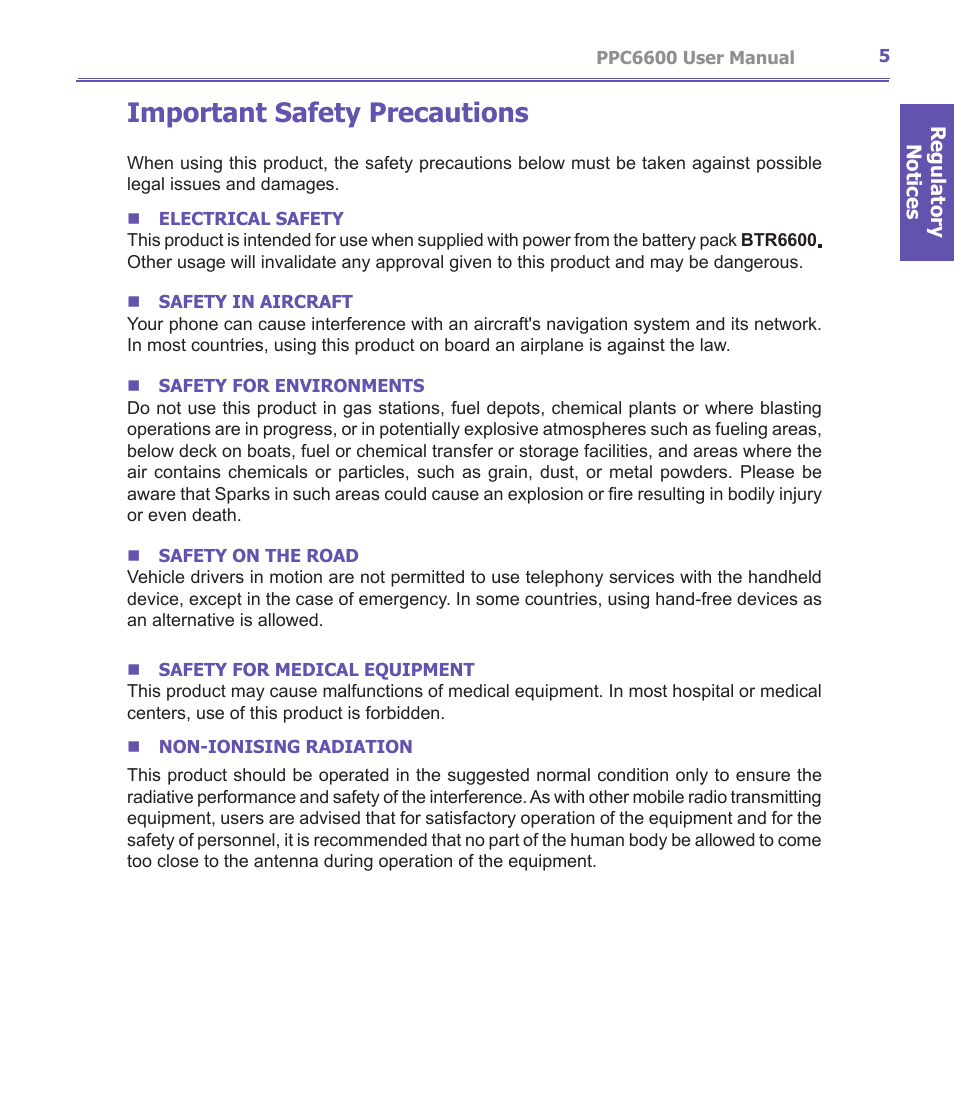 Important safety precautions | Audiovox PPC-6600 User Manual | Page 6 / 167