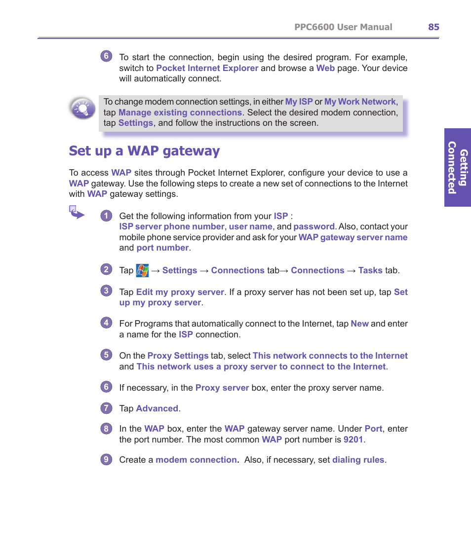Set up a wap gateway | Audiovox PPC-6600 User Manual | Page 86 / 167