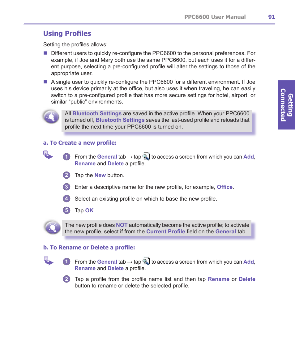Using profiles | Audiovox PPC-6600 User Manual | Page 92 / 167