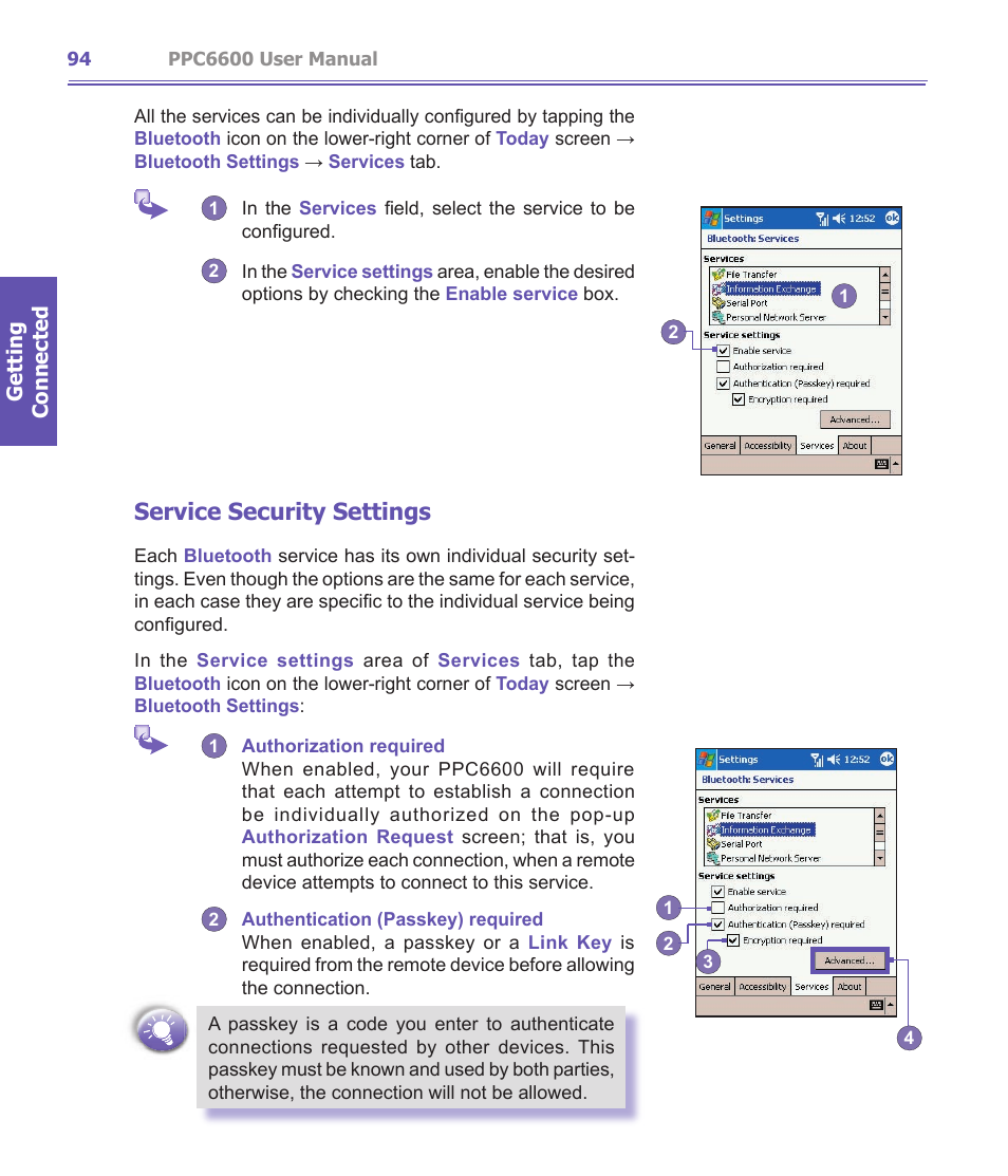 Service security settings | Audiovox PPC-6600 User Manual | Page 95 / 167