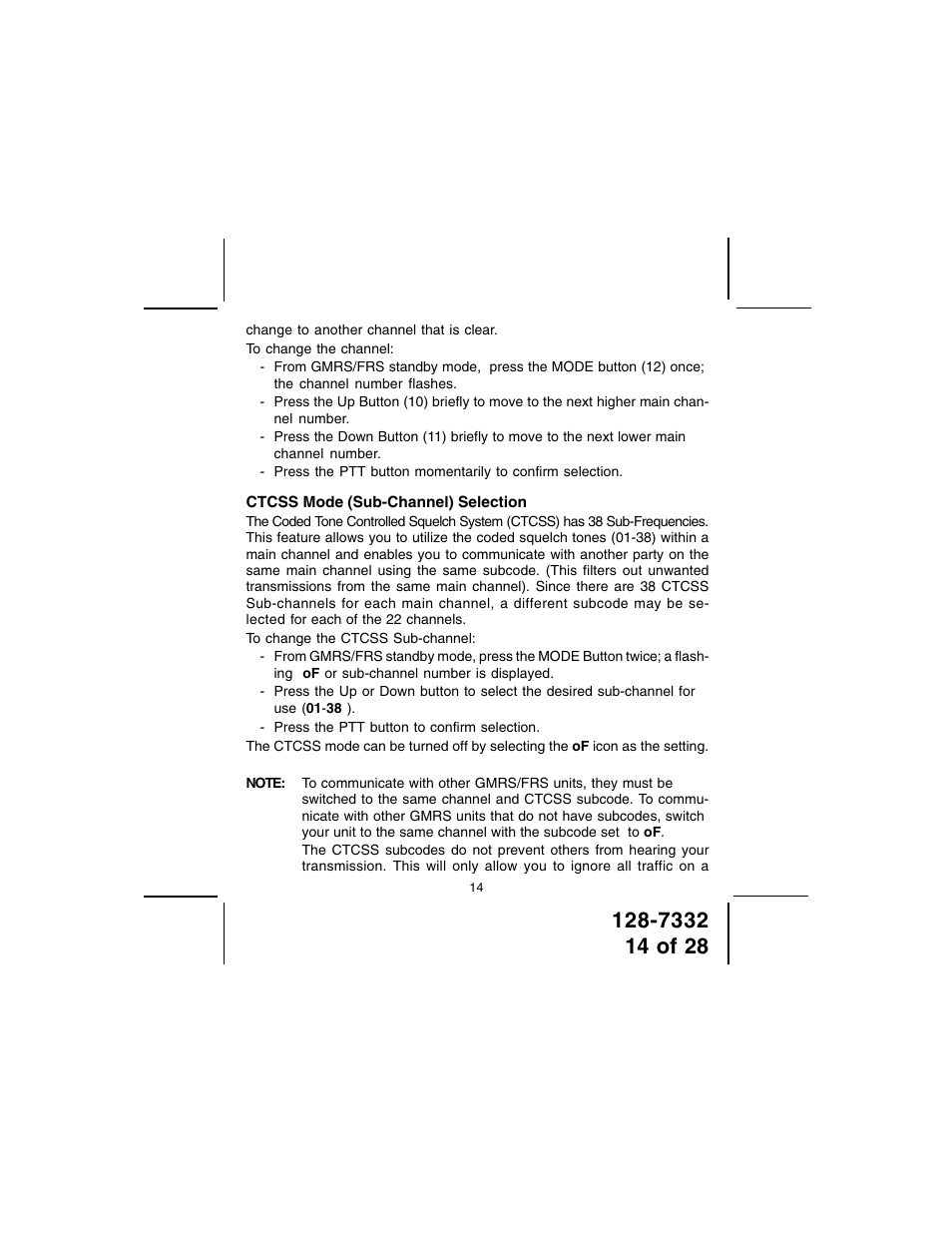 Audiovox GMRS602PK User Manual | Page 14 / 28