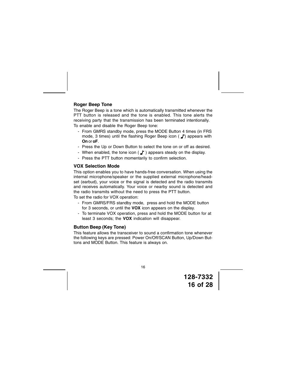 Audiovox GMRS602PK User Manual | Page 16 / 28