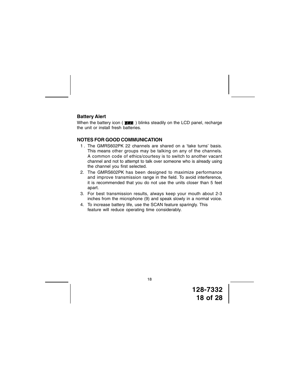 Audiovox GMRS602PK User Manual | Page 18 / 28