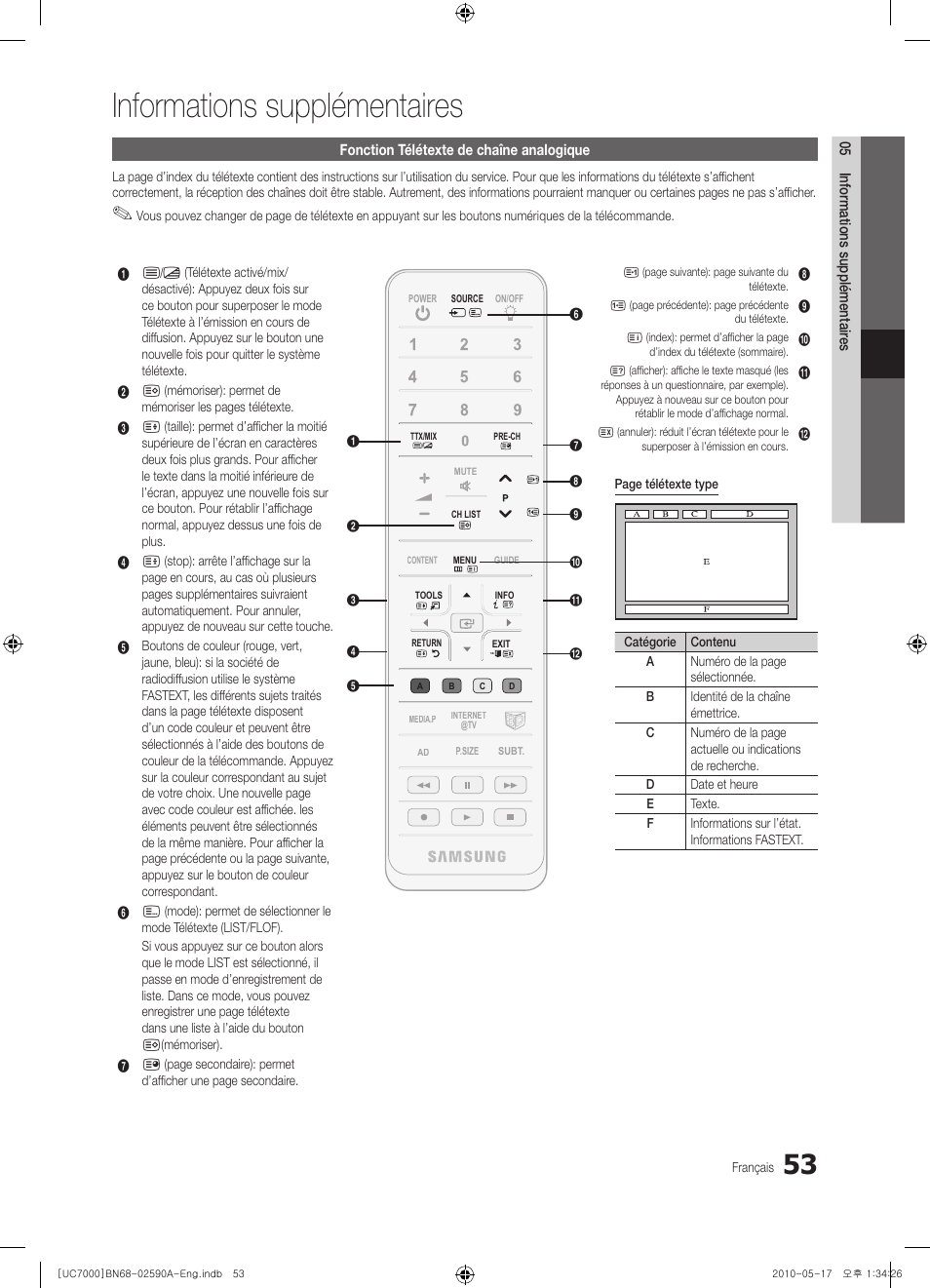 Informations supplémentaires | Samsung UE40C7000WW User Manual | Page 115 / 374