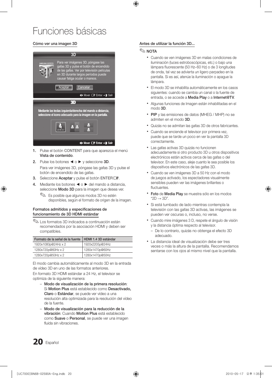 Funciones básicas | Samsung UE40C7000WW User Manual | Page 144 / 374