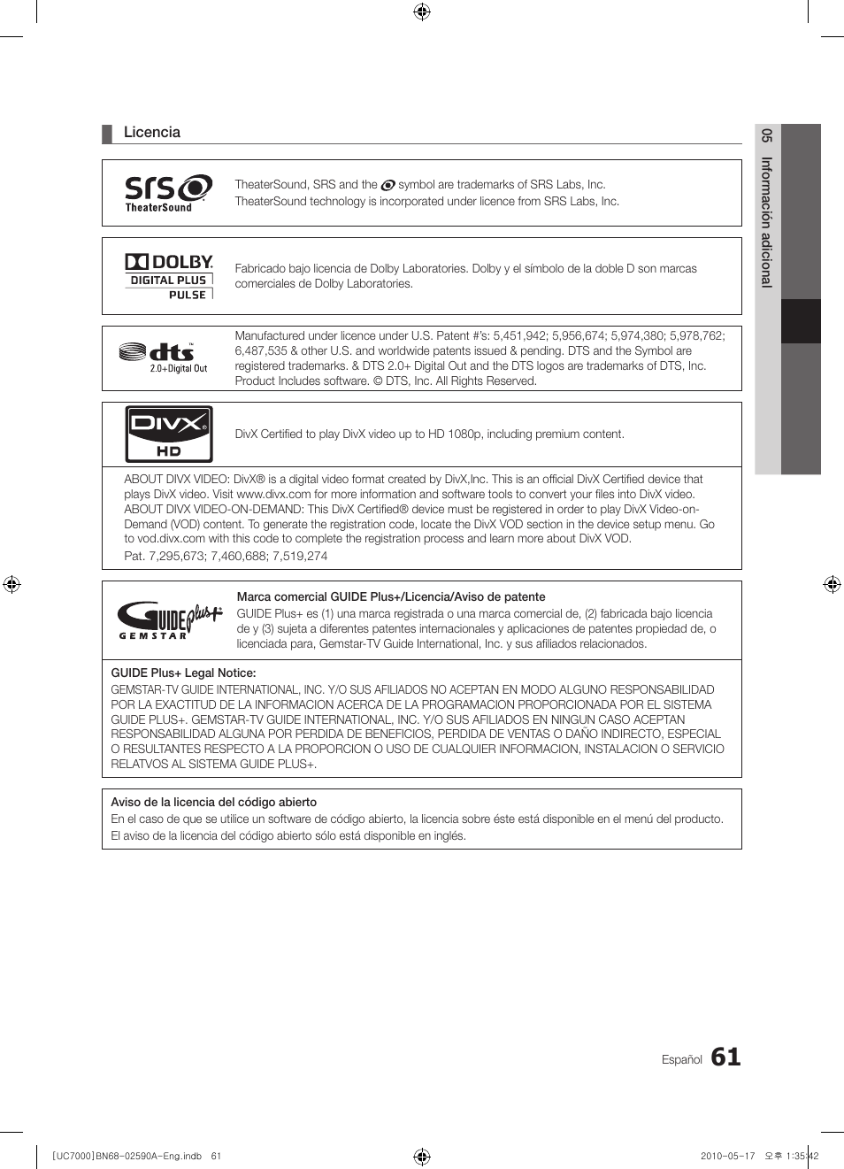 Samsung UE40C7000WW User Manual | Page 185 / 374
