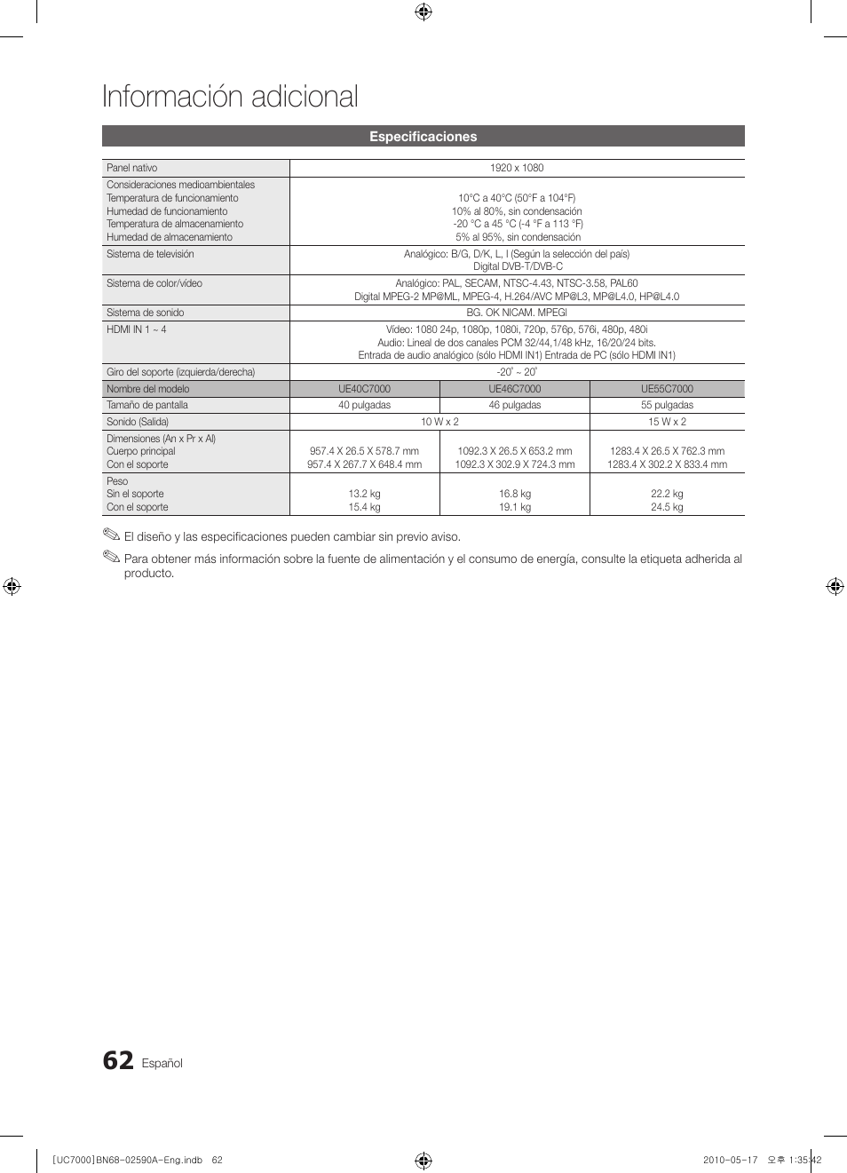 Información adicional | Samsung UE40C7000WW User Manual | Page 186 / 374