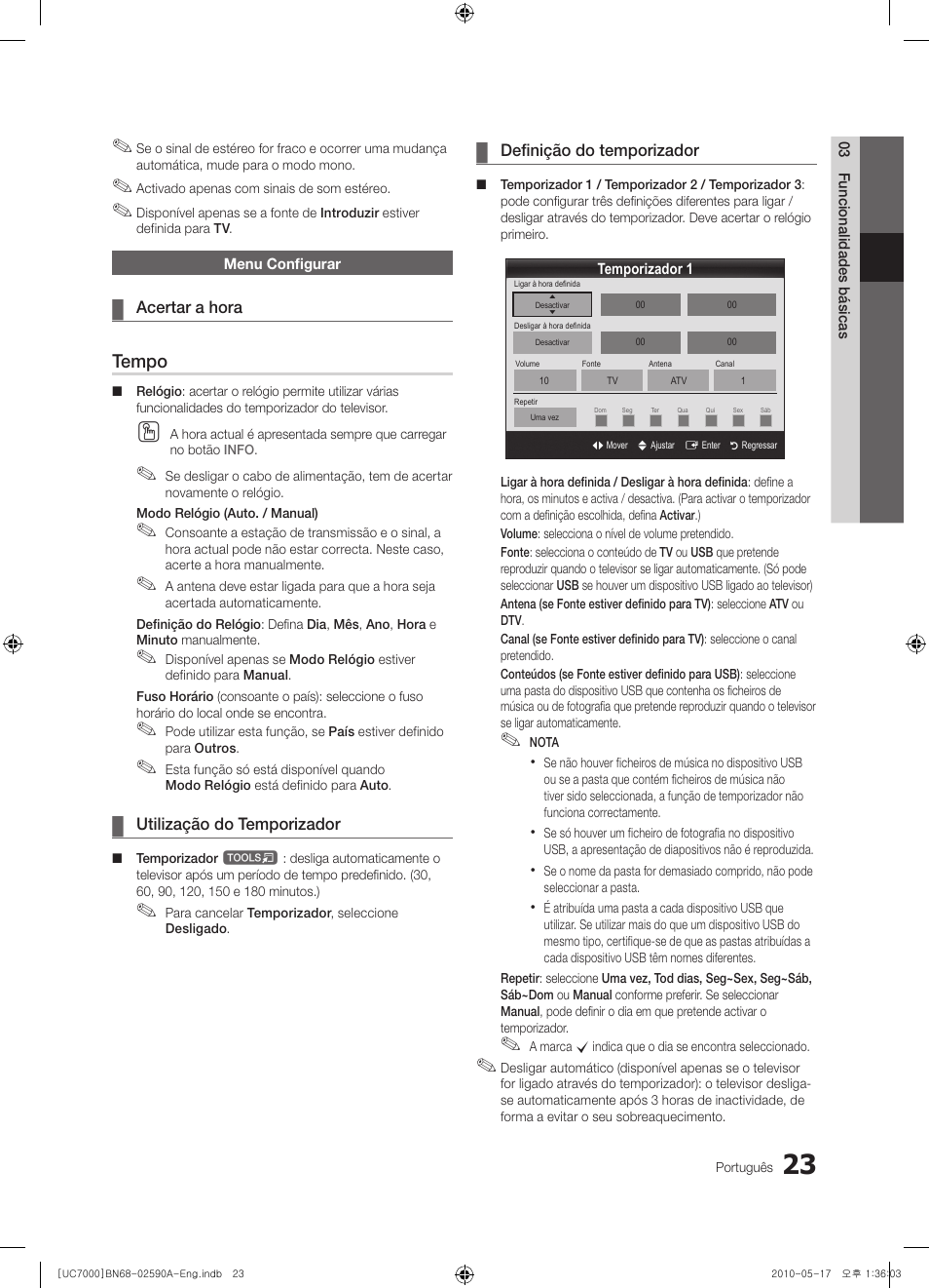 Tempo | Samsung UE40C7000WW User Manual | Page 209 / 374