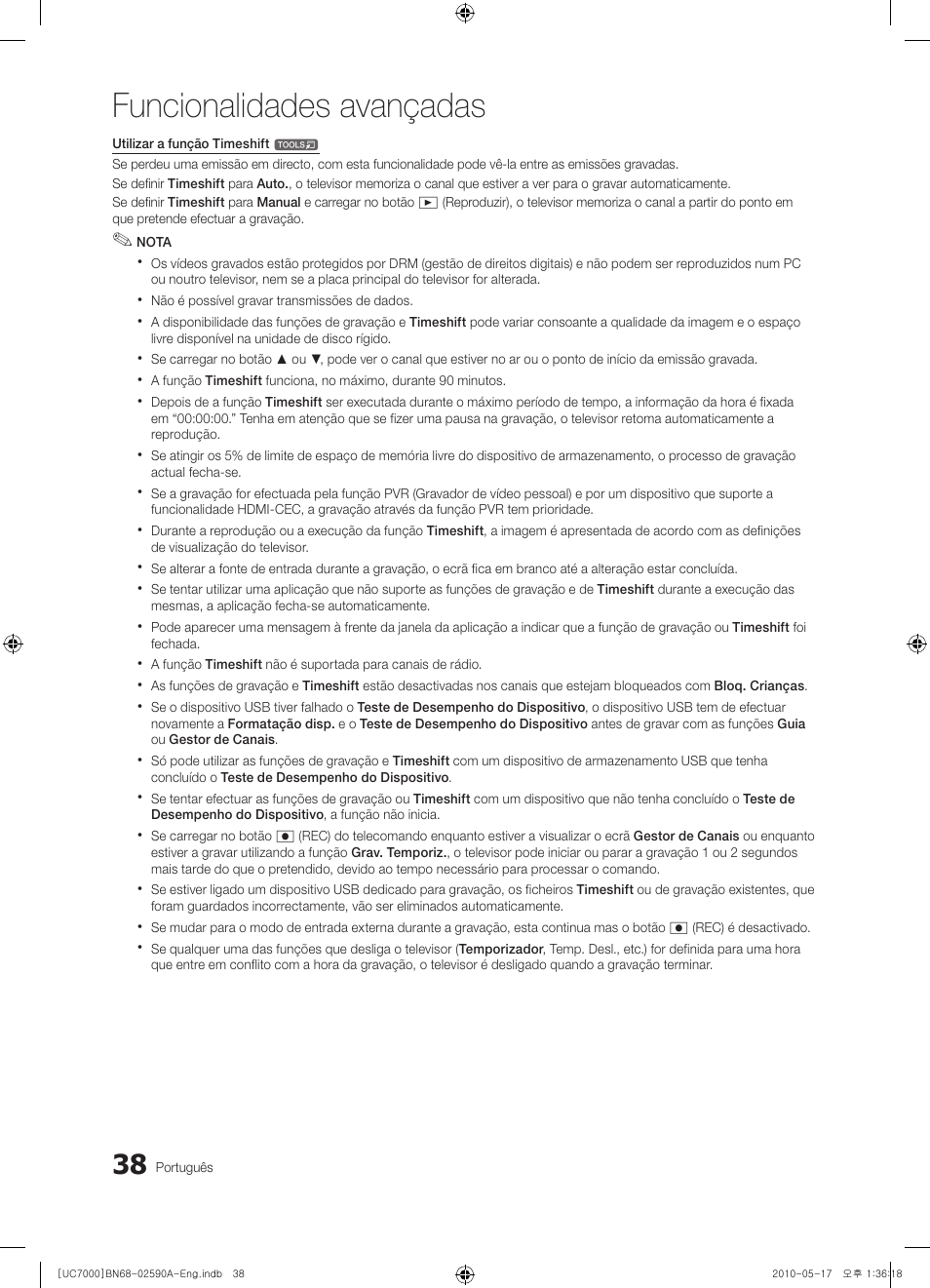 Funcionalidades avançadas | Samsung UE40C7000WW User Manual | Page 224 / 374