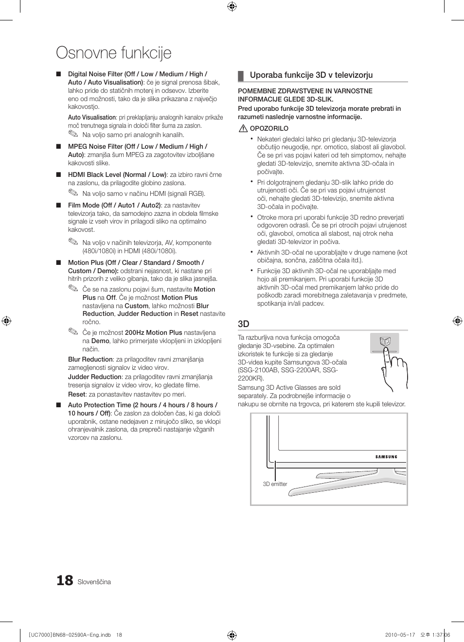 Osnovne funkcije | Samsung UE40C7000WW User Manual | Page 266 / 374