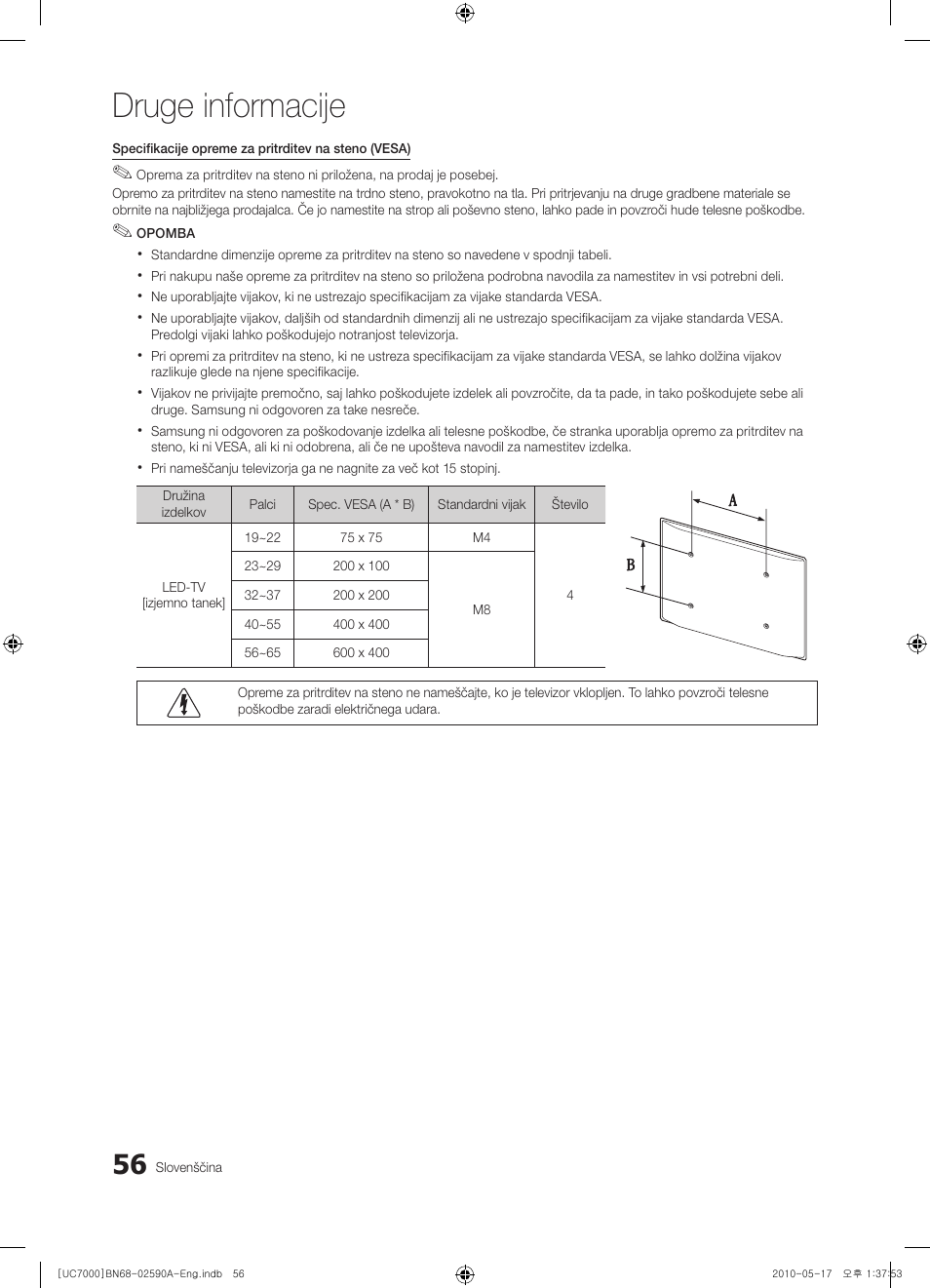 Druge informacije | Samsung UE40C7000WW User Manual | Page 304 / 374