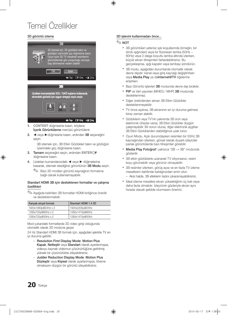 Temel özellikler | Samsung UE40C7000WW User Manual | Page 330 / 374