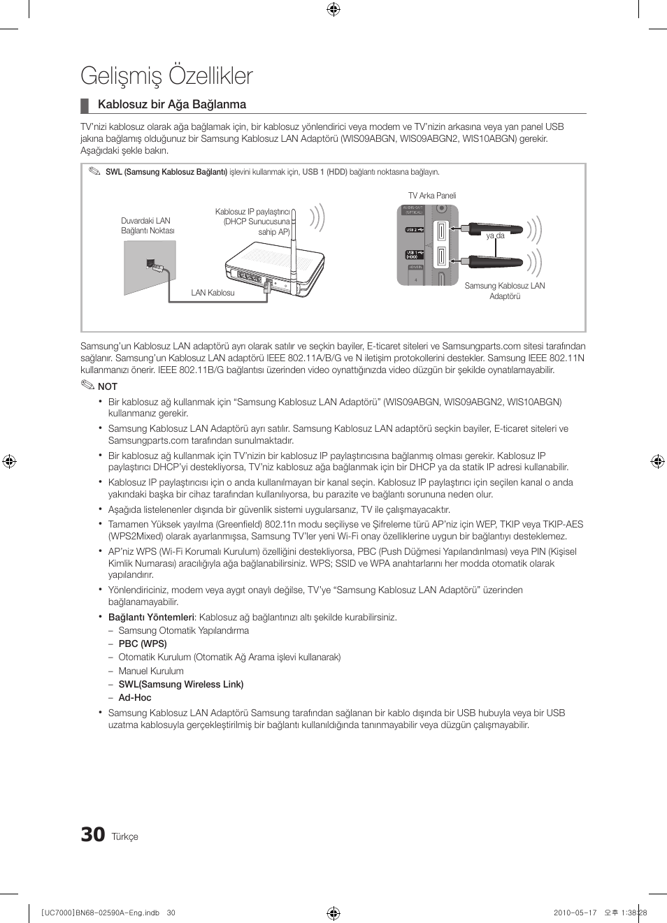 Gelişmiş özellikler | Samsung UE40C7000WW User Manual | Page 340 / 374