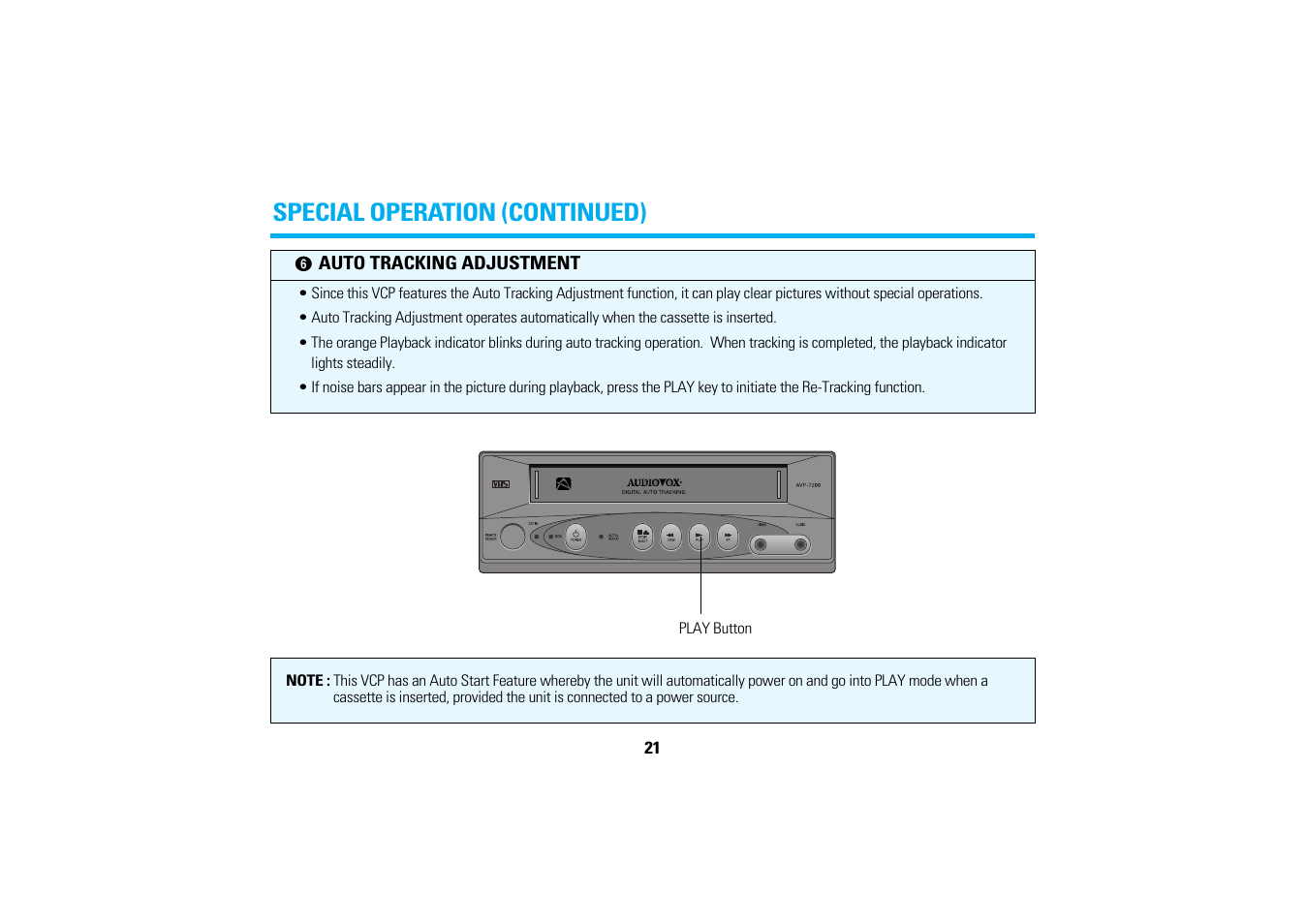 Special operation (continued) | Audiovox AVP7200 User Manual | Page 24 / 30