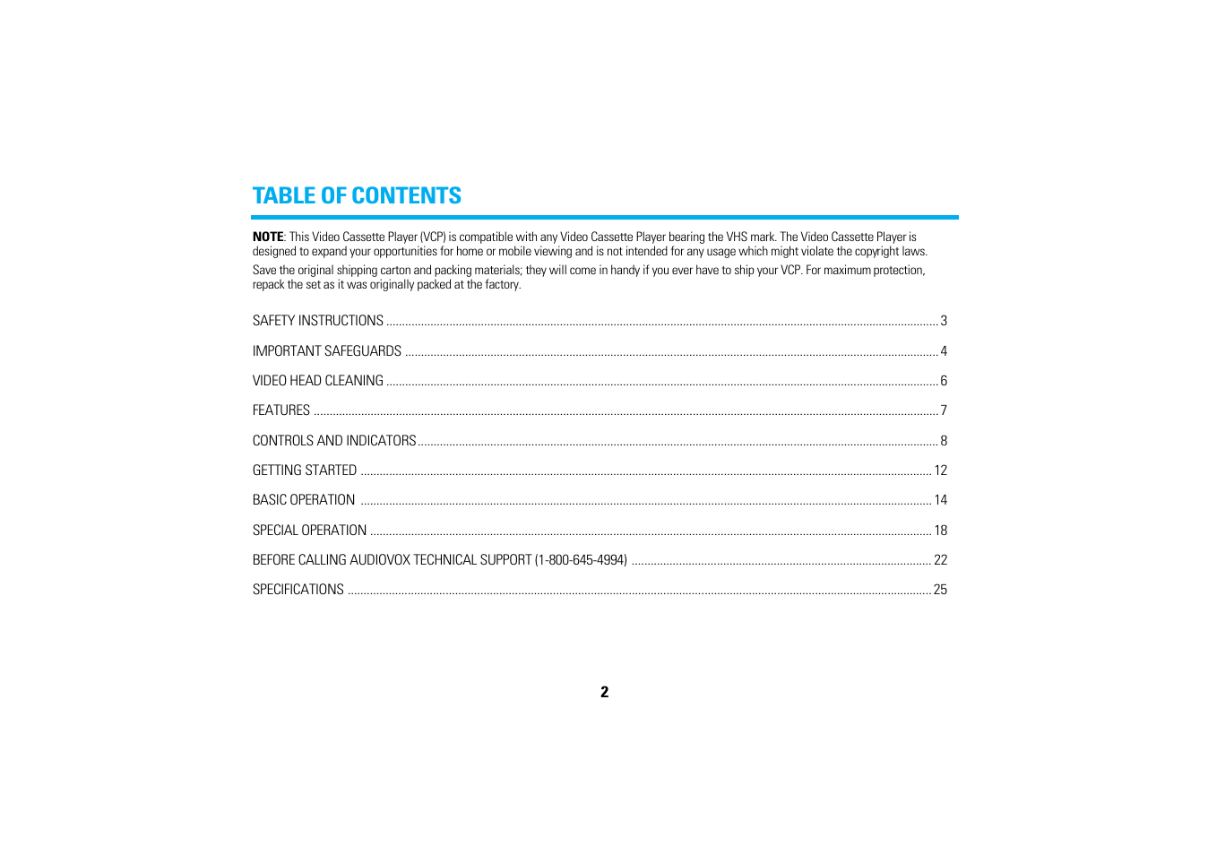 Audiovox AVP7200 User Manual | Page 5 / 30