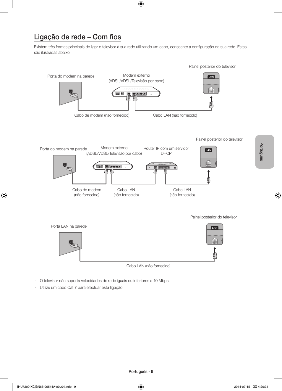 Ligação de rede – com fios | Samsung UE55HU7200S User Manual | Page 81 / 97