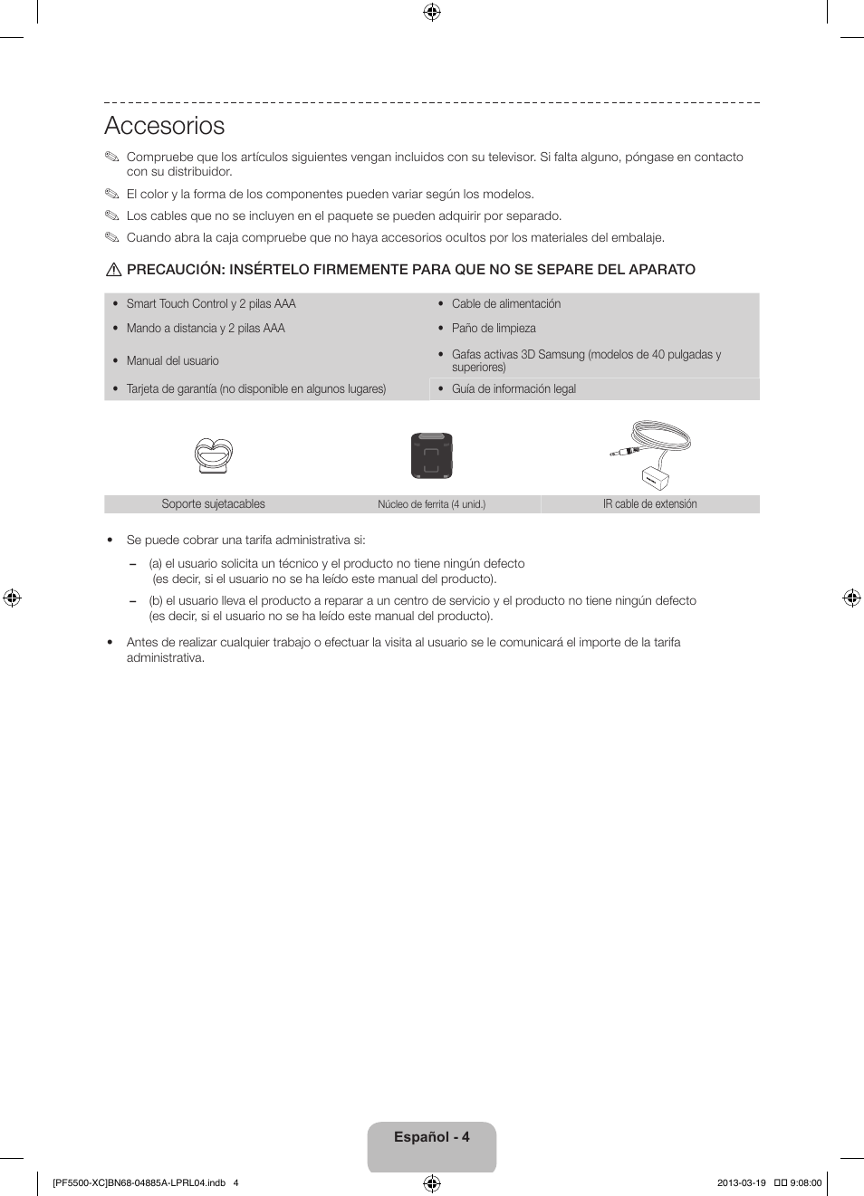Accesorios | Samsung PS51F5500AW User Manual | Page 52 / 97