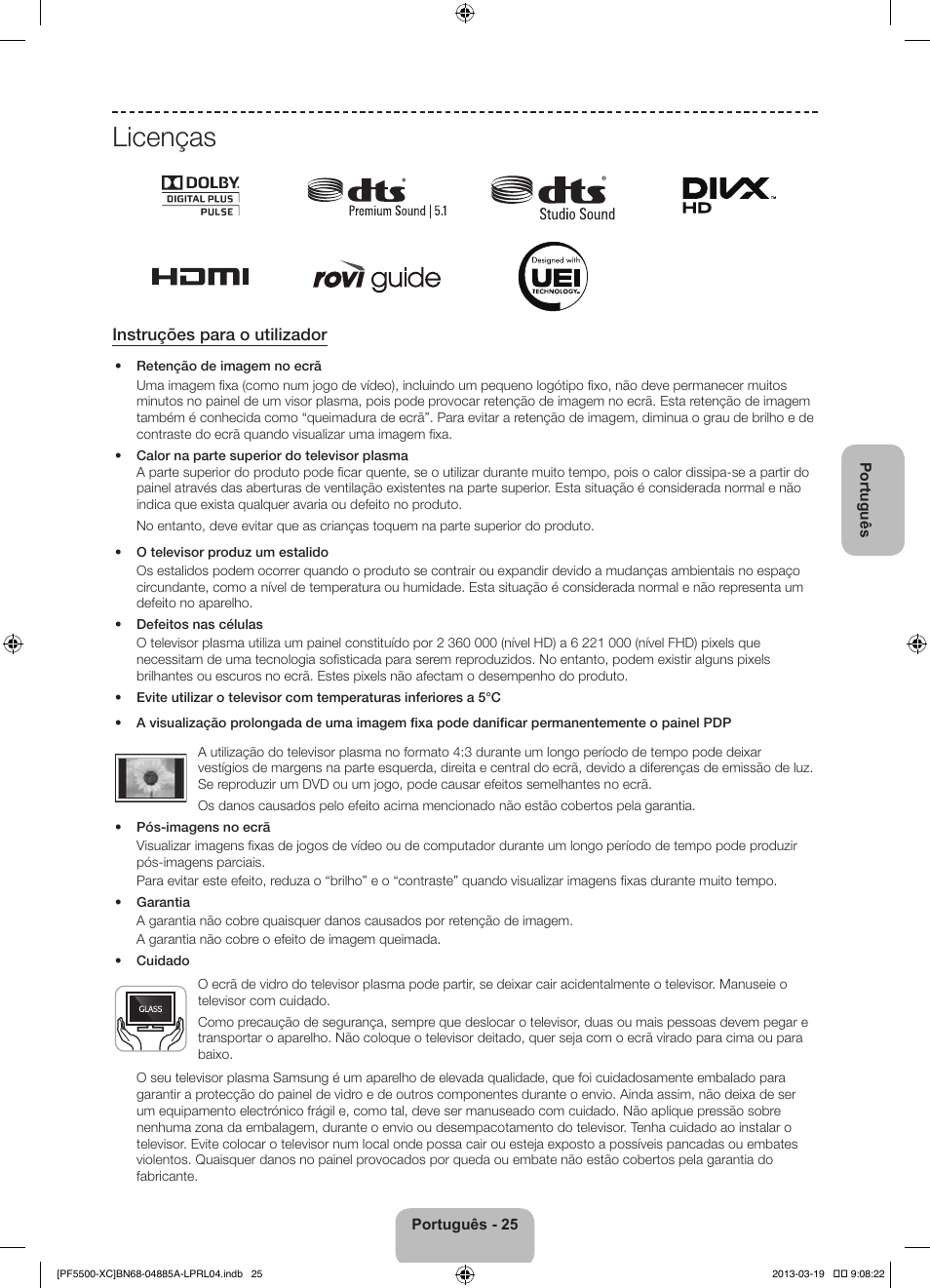 Licenças, Instruções para o utilizador | Samsung PS51F5500AW User Manual | Page 97 / 97