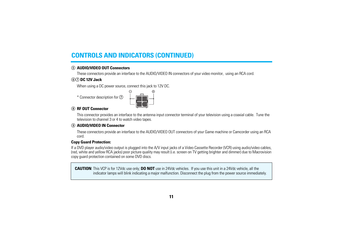 Controls and indicators (continued) | Audiovox AVP-7200A User Manual | Page 14 / 30