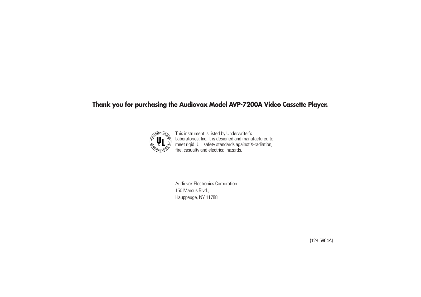 Audiovox AVP-7200A User Manual | Page 30 / 30