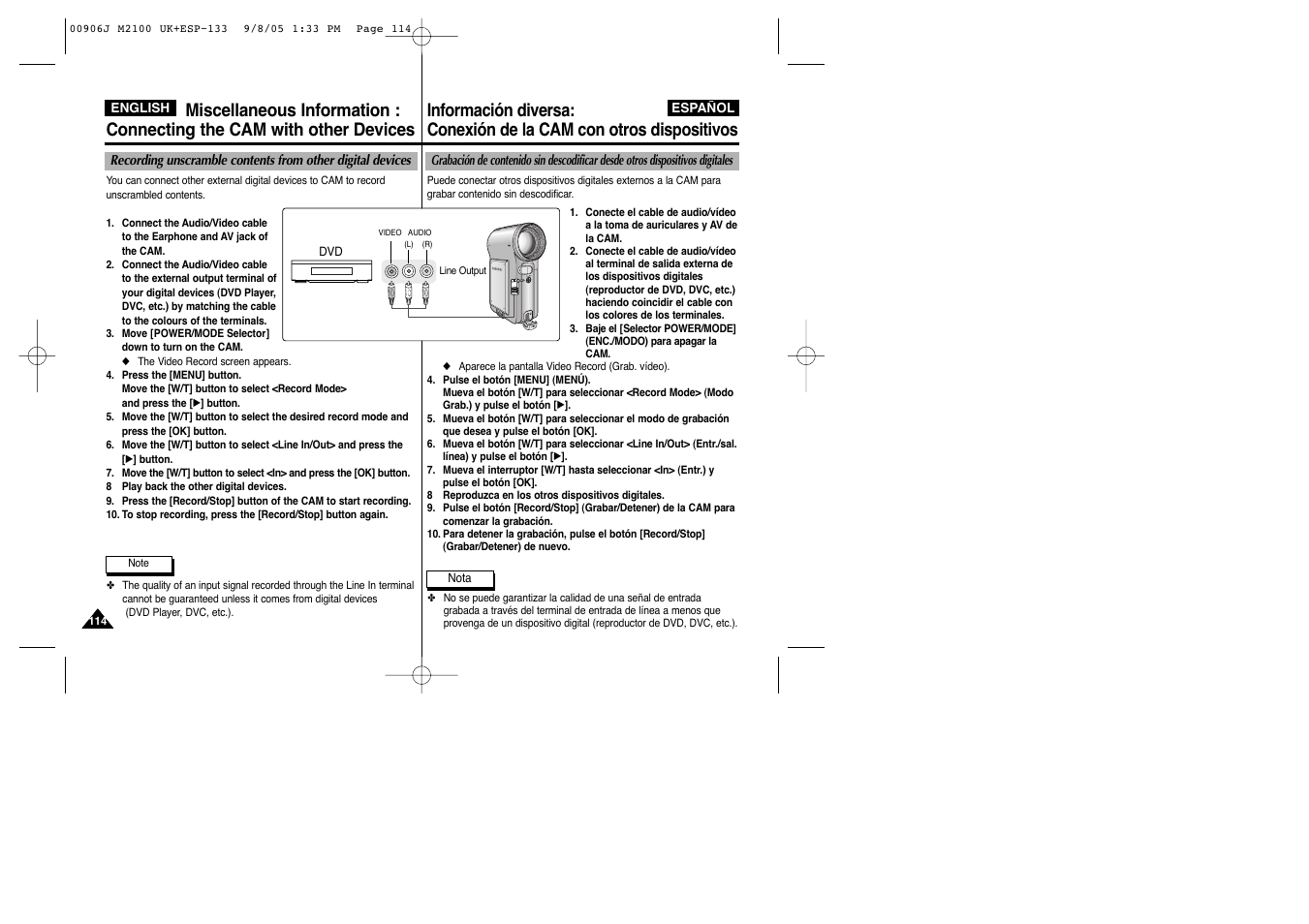 Samsung VP-M2100S User Manual | Page 114 / 134