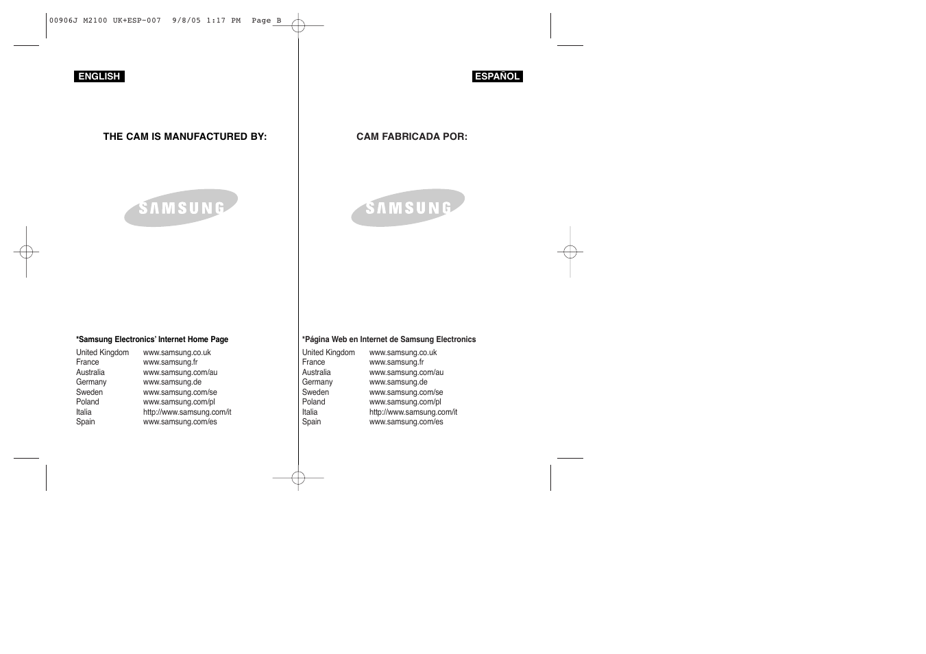 Samsung VP-M2100S User Manual | Page 134 / 134