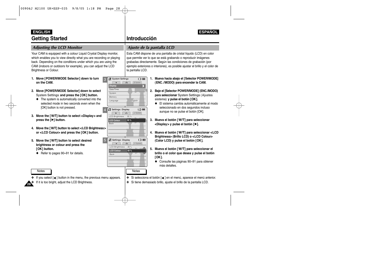 Introducción, Getting started | Samsung VP-M2100S User Manual | Page 28 / 134