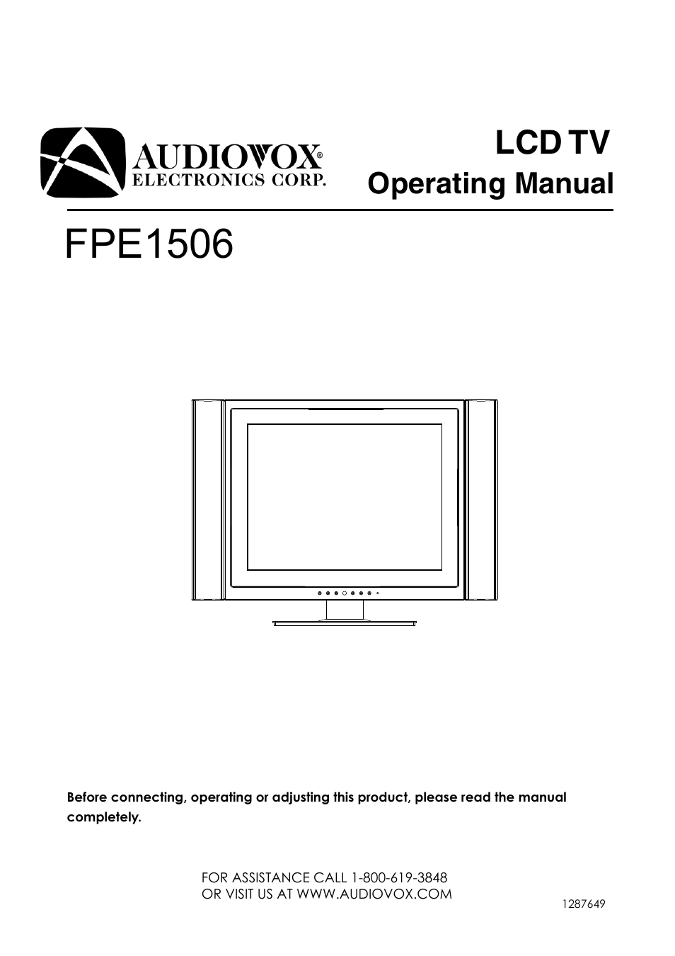 Audiovox FPE1506 User Manual | 33 pages