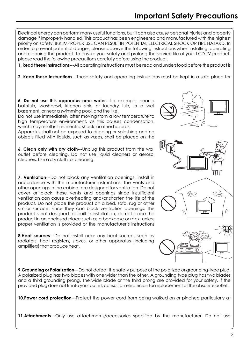 Important safety precautions | Audiovox FPE1506 User Manual | Page 4 / 33