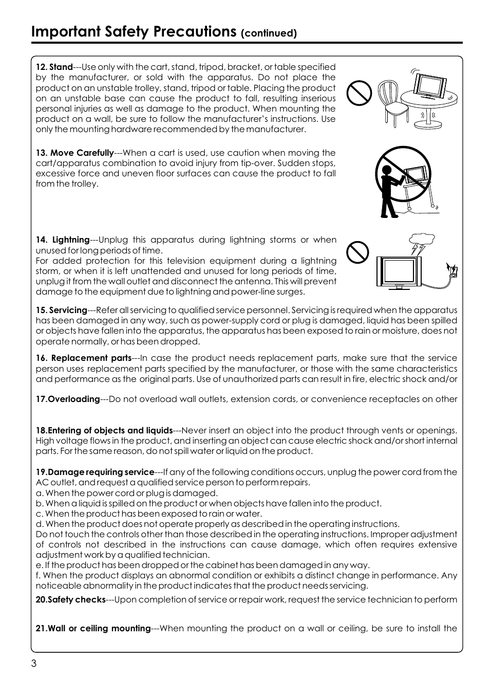 Important safety precautions | Audiovox FPE1506 User Manual | Page 5 / 33