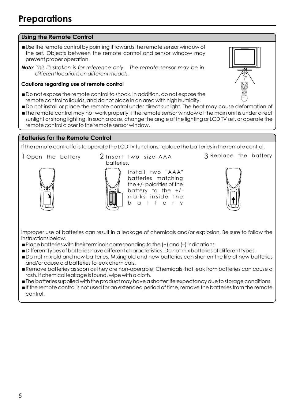 Preparations | Audiovox FPE1506 User Manual | Page 7 / 33