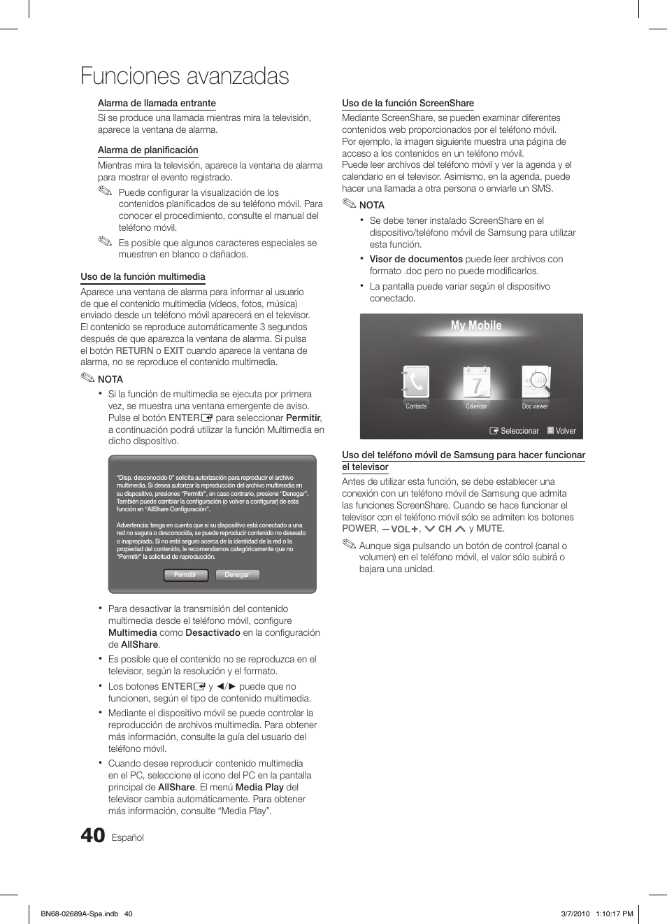 Funciones avanzadas | Samsung LE46C630K1W User Manual | Page 138 / 296