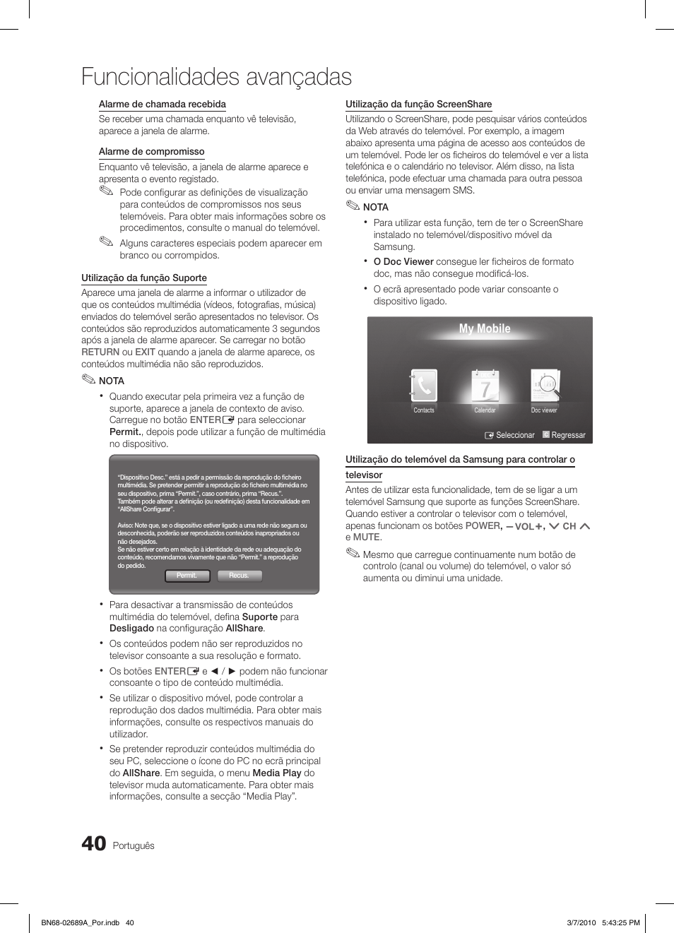 Funcionalidades avançadas | Samsung LE46C630K1W User Manual | Page 187 / 296