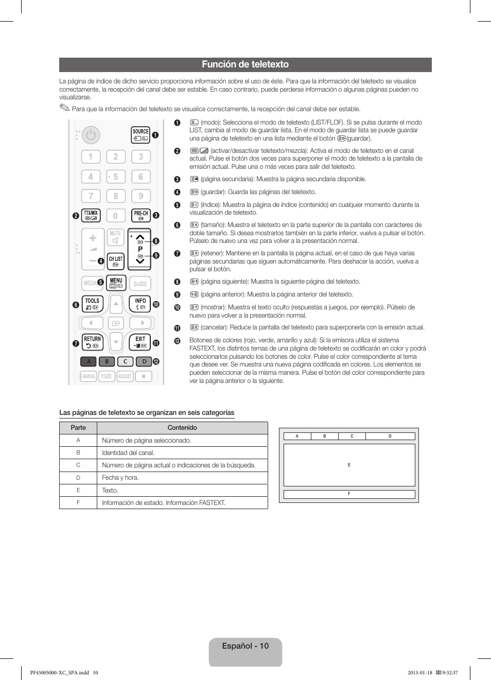 Función de teletexto | Samsung PS60F5000AW User Manual | Page 46 / 73