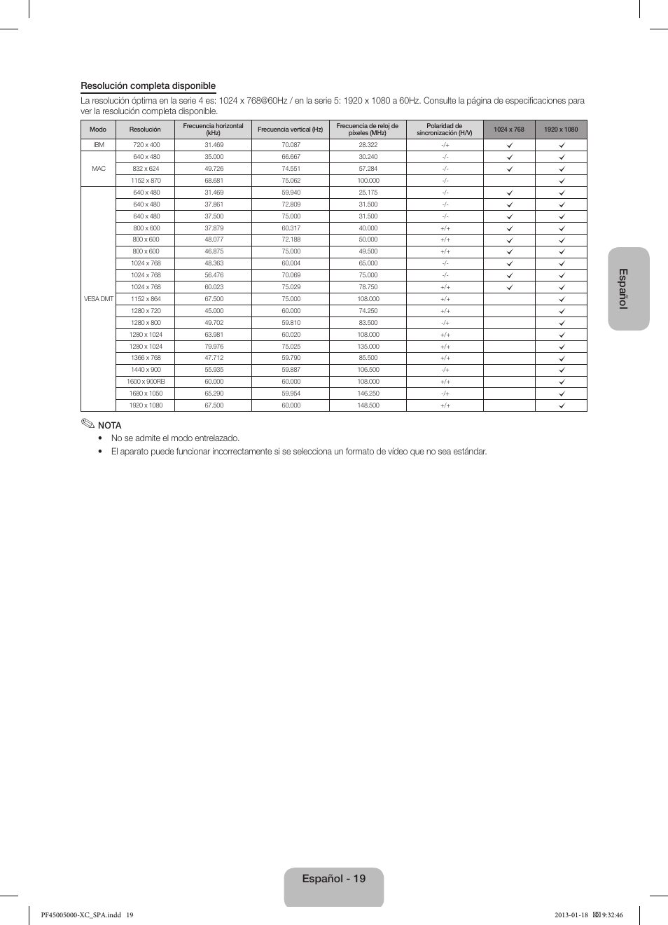 Español, Español - 19 | Samsung PS60F5000AW User Manual | Page 55 / 73