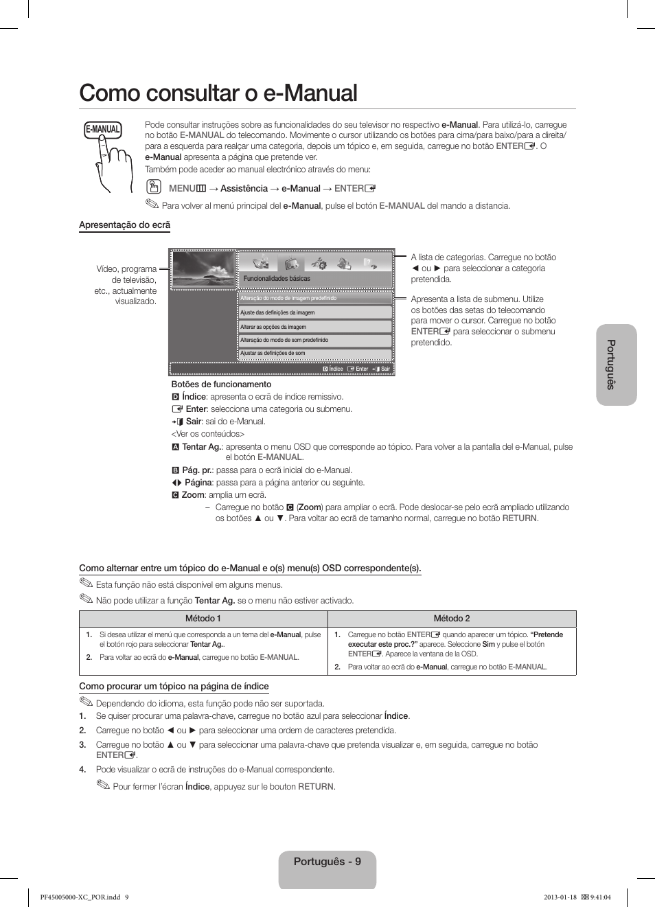 Como consultar o e-manual | Samsung PS60F5000AW User Manual | Page 63 / 73