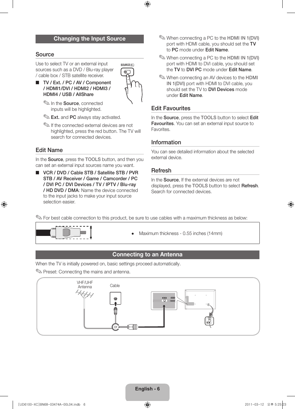 Samsung UE32D6100SW User Manual | Page 6 / 87